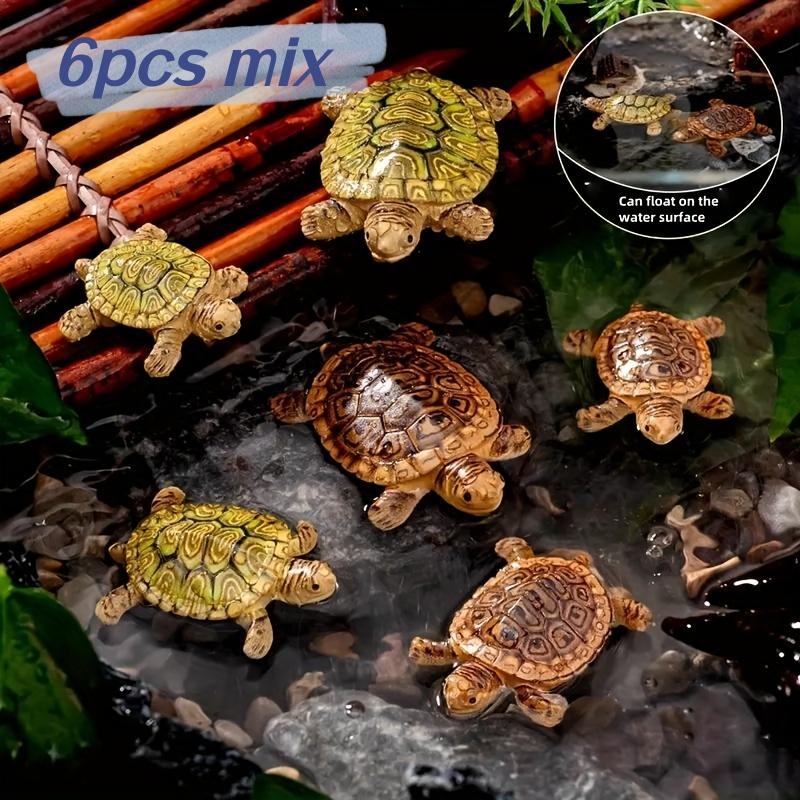 Smart Garden Mini - รูปปั้นเต่าขนาดเล็ก 6 ตัวสำหรับตกแต่งตู้ปลา ภูมิทัศน์ขนาดจิ๋ว บอนไซ และสวนกลางแจ้ง