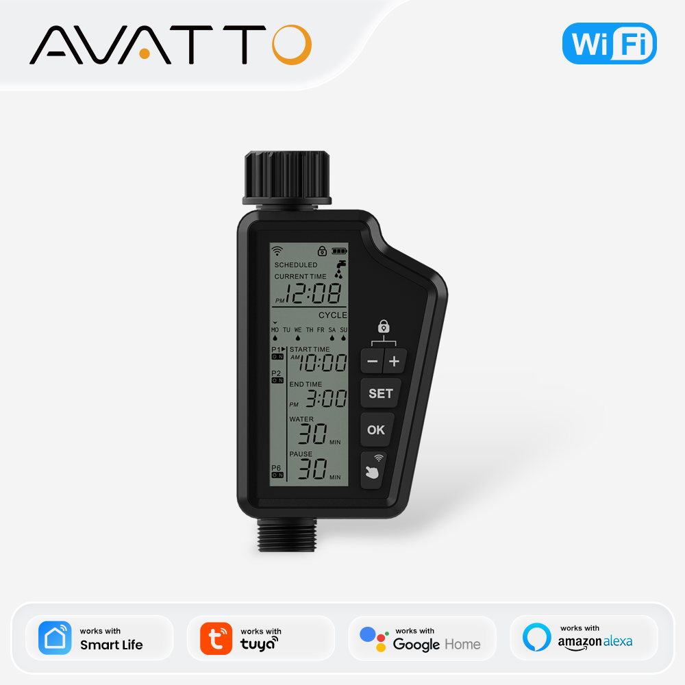 Smart Garden Devices - MIUCDA ตัวจับเวลาการรดน้ำสำหรับสวนที่มีหน้าจอ LCD ขนาดใหญ่ ตัวจับเวลาน้ำสำหรับการระเหยในบ้านและสวน tuinwateringsinstrumentอัตโนมัติ