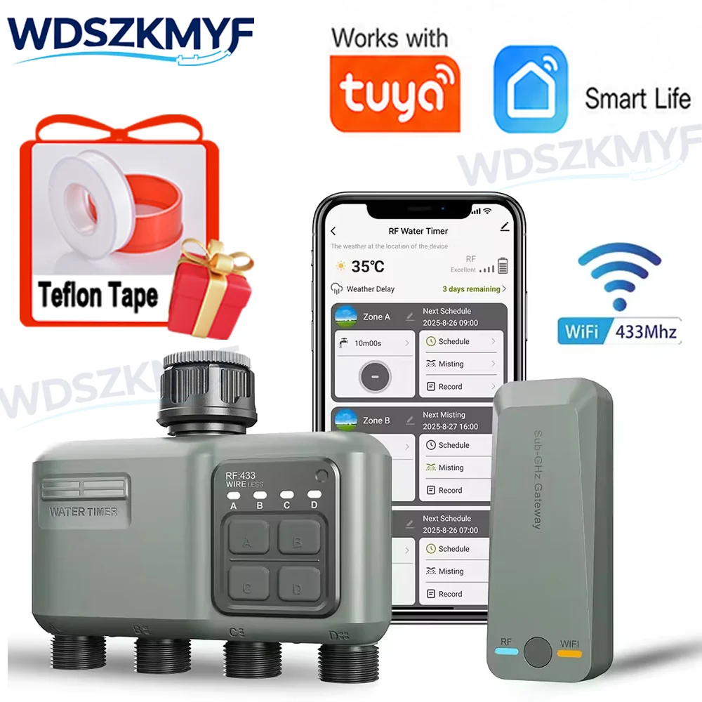 Smart Garden Devices - ตัวตั้งเวลาควบคุมการรดน้ำอัตโนมัติ WiFi RF433 สำหรับสวนอัจฉริยะ พร้อมช่องจ่ายน้ำ 4
