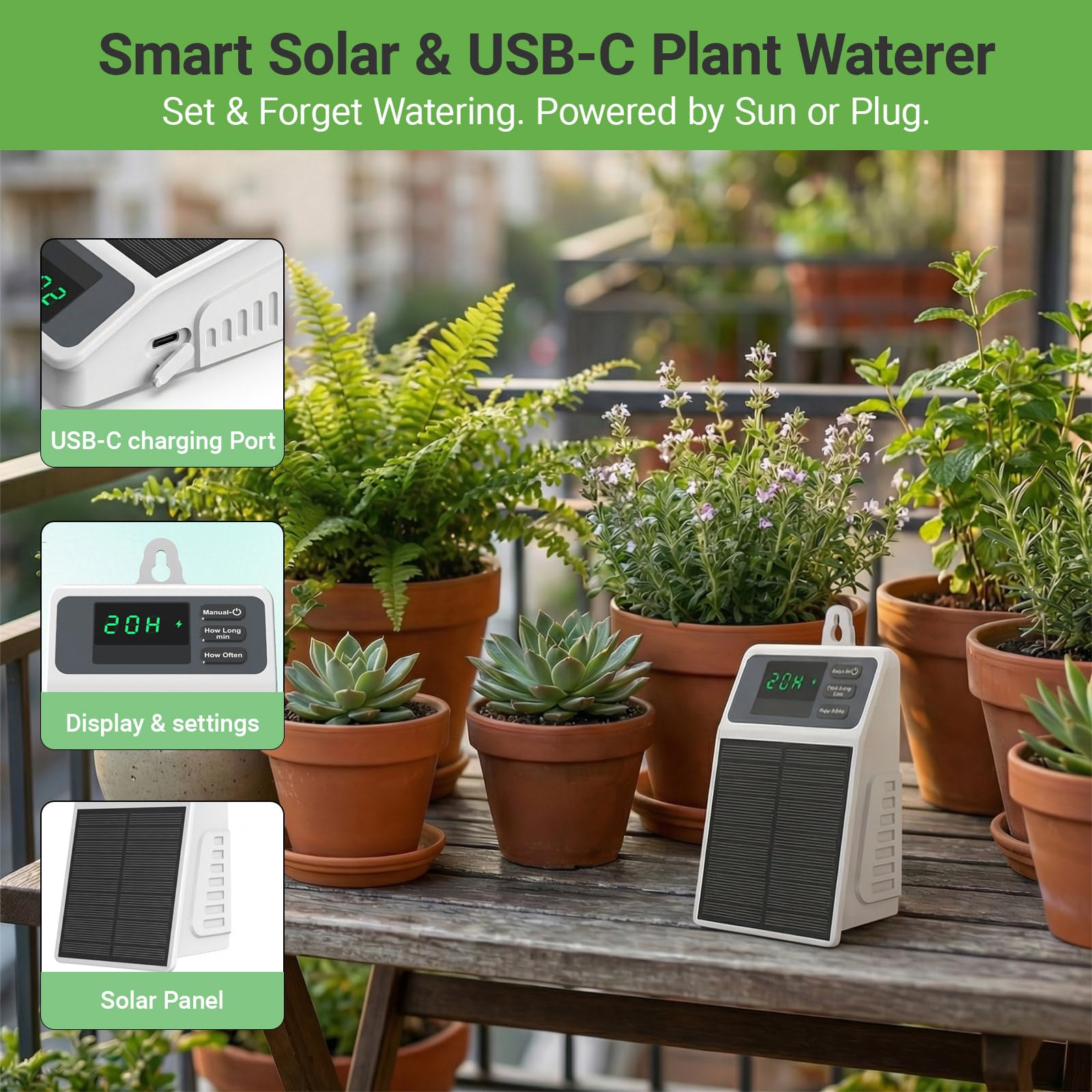 ระบบให้น้ำหยดด้วยพลังงานแสงอาท - Yoocaa Smart Garden บทวิจารณ์และราคา